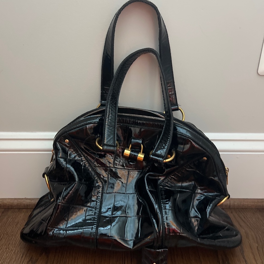 Guaranteed authentic YSL black patent muse bag